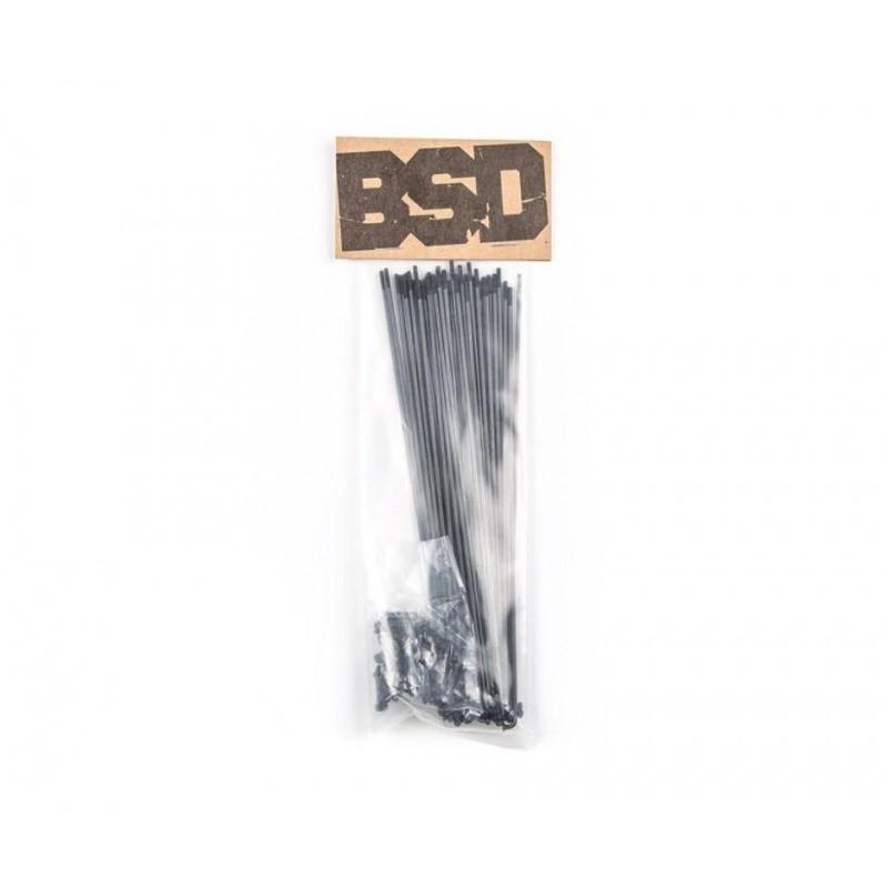 BSD Butted Spokes & Nipples 190mm Black