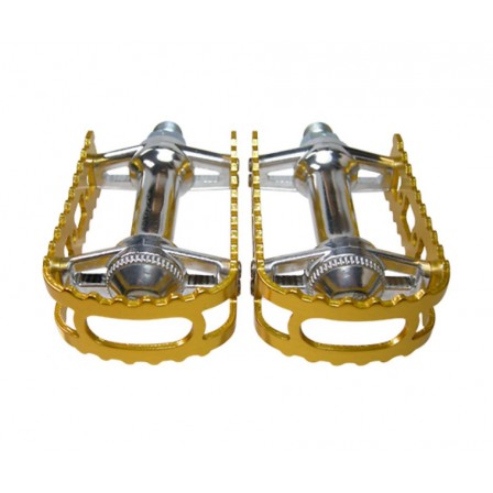MKS BM-7 Bear Trap Caged Pedals 9/16" Gold