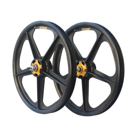 SKYWAY TUFF Graphite Gold Rivet 20" Wheel Set Male Black/Gold