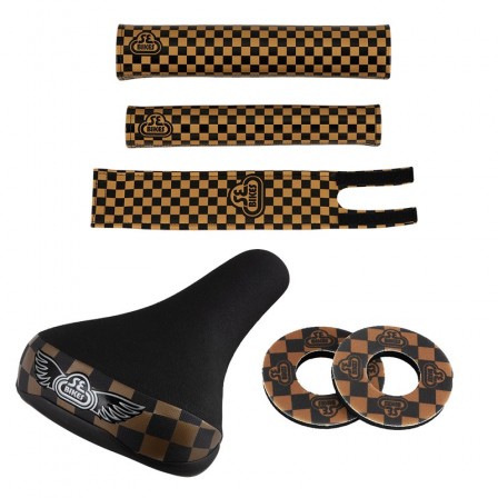 SE Bikes Combo Pad Set, Seat Donuts - Checkerboard Gold by SE Bikes