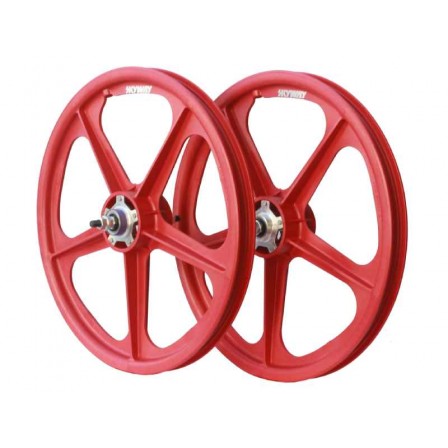 SKYWAY TUFF II Silver Rivet 20" Wheel Set Male Red/Silver