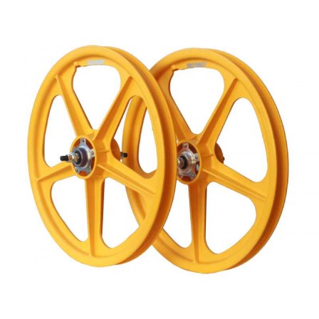 SKYWAY TUFF II Silver Rivet 20" Wheel Set Male Yellow/Silver