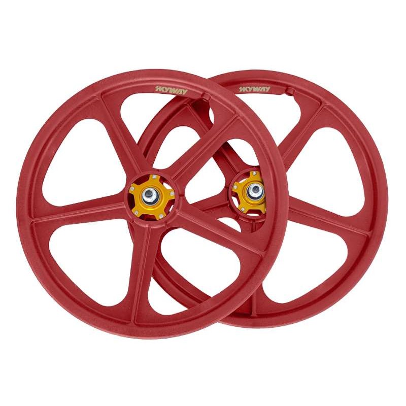 SKYWAY TUFF II Gold Rivet 20" Wheel Set Male Red/Gold