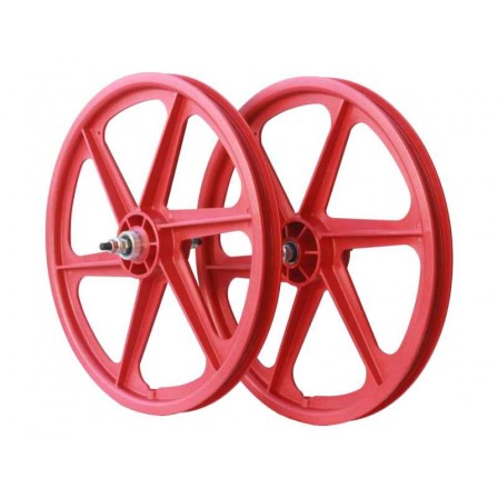 SKYWAY TUFF 20" 6 Spoke Wheel Set Red