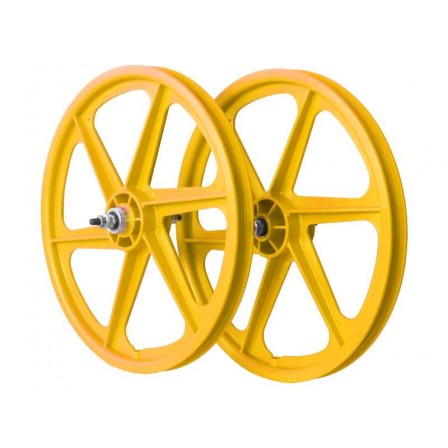 SKYWAY TUFF 20" 6 Spoke Wheel Set Yellow