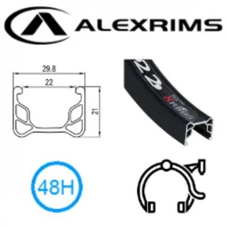 Alexrims 20" x 22mm Rims 48H Black