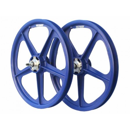 SKYWAY TUFF II Silver Rivet 20" Wheel Set Blue/Silver