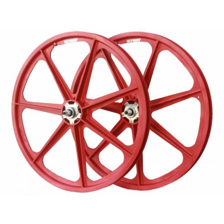 SKYWAY TUFF Silver Rivet 24" Wheel Set Red