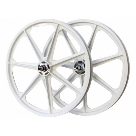 SKYWAY TUFF Silver Rivet 24" Wheel Set White